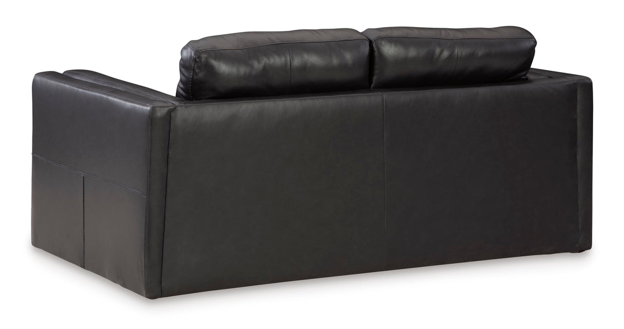Signature Design by Ashley Amiata Modern Leather Match Loveseat with Non-skid Legs, Black Signature Design by Ashley