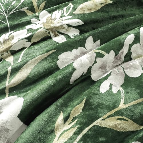Sunshine Nicole Reversible Comforter Set, Printed Distressed Velvet Front and Sold Distressed Velvet Reverse, 3 Pieces Dark Green King, with Soft Polyester Fill Sunshine Nicole