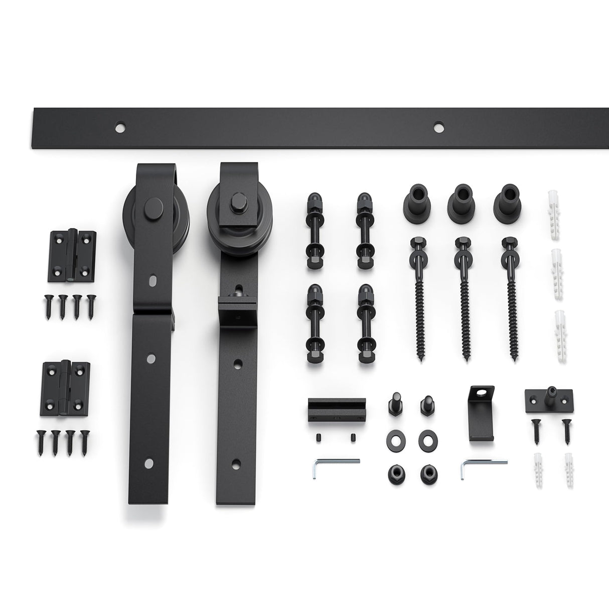 Patented Product S Style 36in x 84in (18in x 84in x 2Panels) Dark Walnut Finished Solid Wood Bi-Fold Sliding Barn Door with Hardware Kit-Assembly Needed ISLIFE