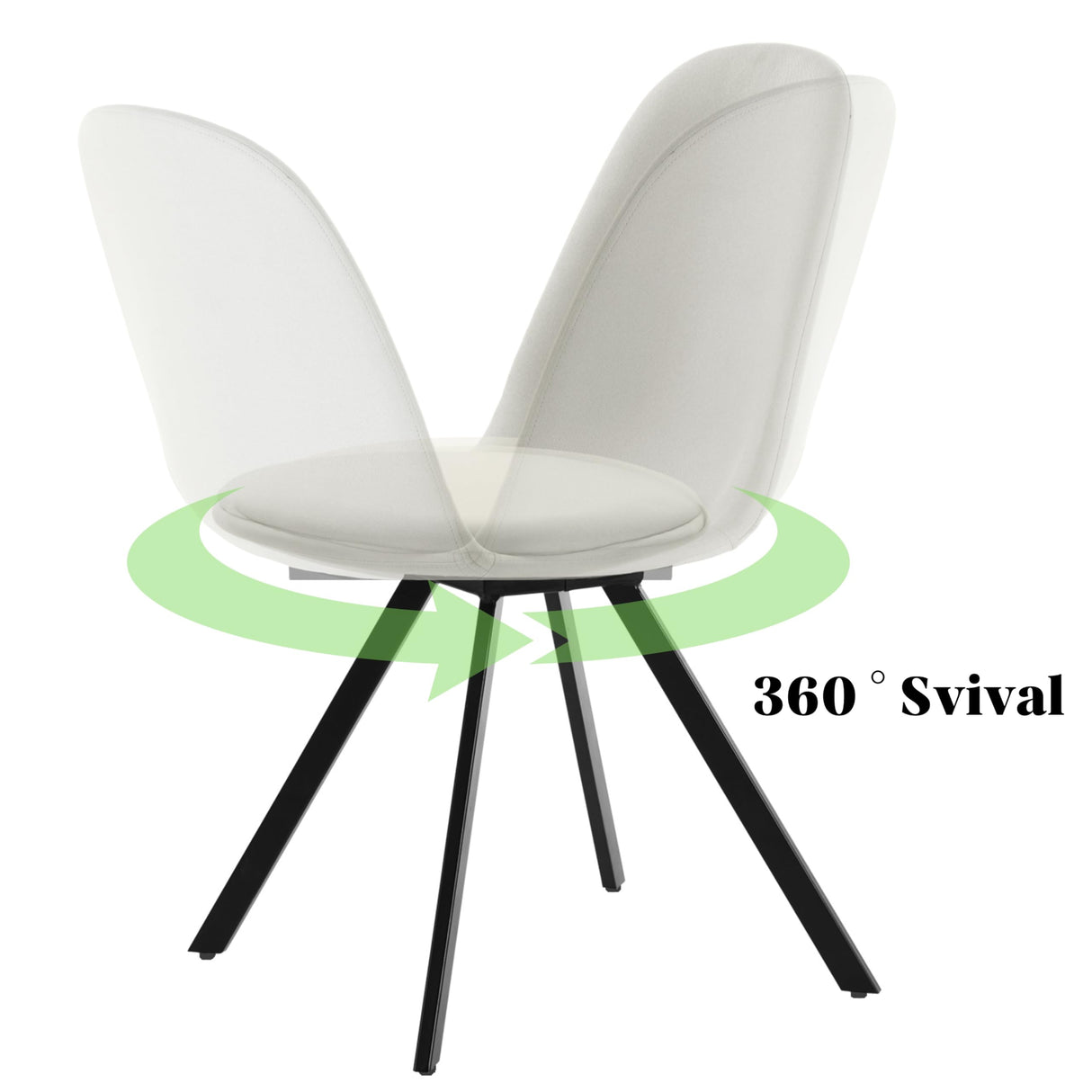 HomyCasa 5-Piece Mid-Century Dining Set, 63" Rectangular Table & 4 Swivel Upholstered Chairs (Fabric/Suede), Sturdy Metal Frame, Perfect for Kitchen, Dining Room, Office, or Restaurant (Brown & White) Homy Casa