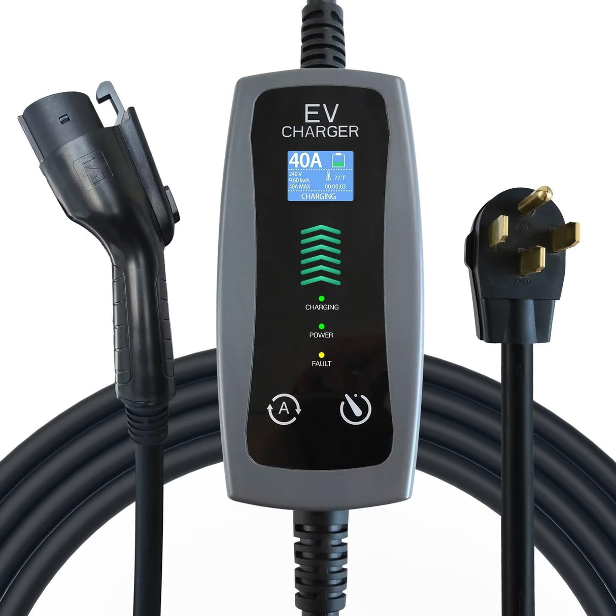EP Level 2 Portable EV Charger, 16-40 Amp, 240V, 25ft Cable, Fast Charging Station for All EVs, NEMA 14-50P Plug, Upgraded Portable Electric Vehicle Charger EP
