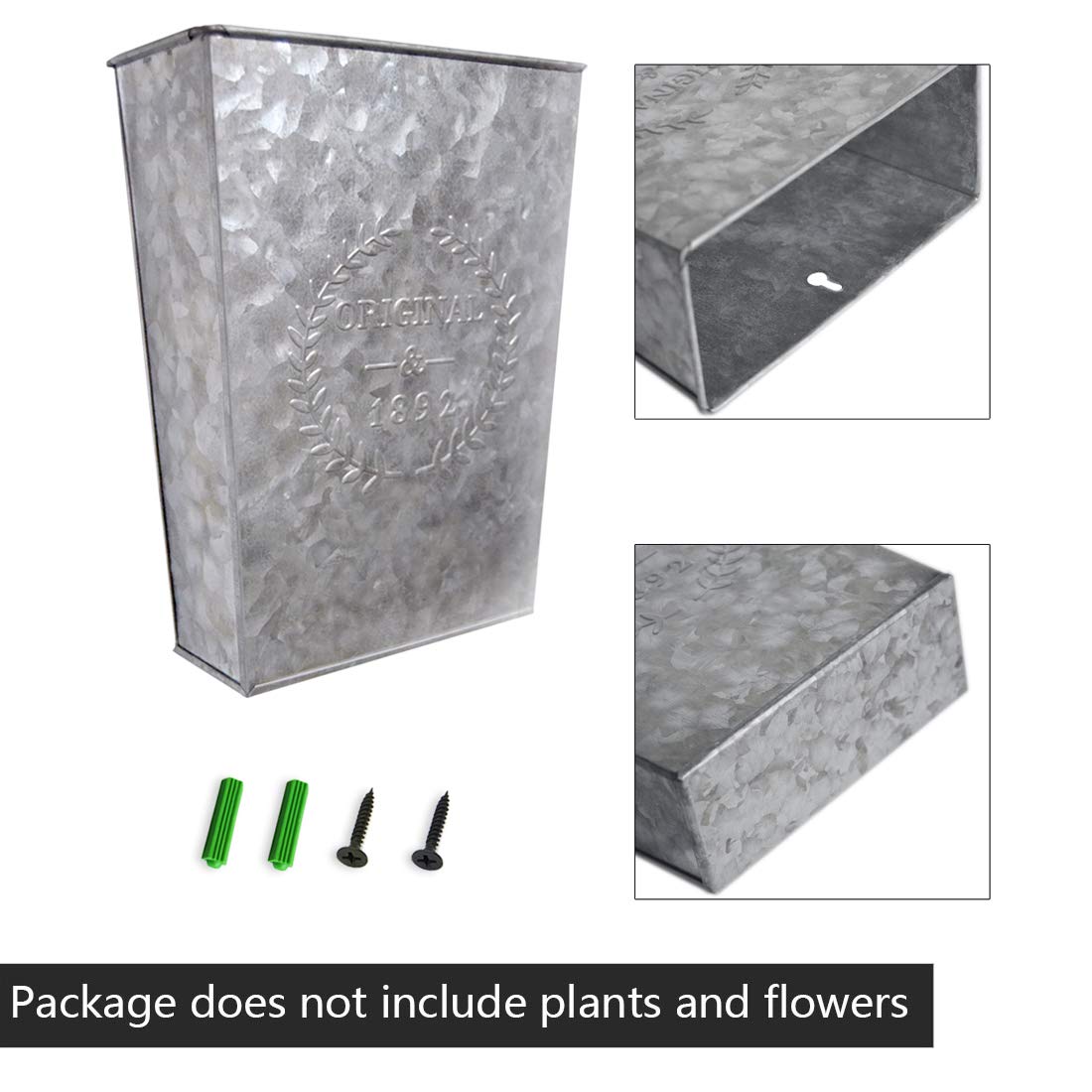 LESEN Galvanized Metal Wall Planter,Farmhouse Wall Decor Hanging Wall Vase Pocket Planters Flowers Holder Country Rustic Home Wall Decor,Set of 2 LESEN
