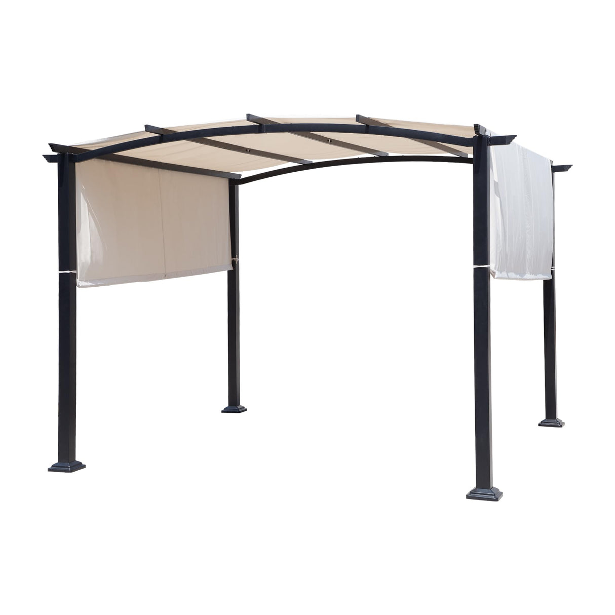 Yardsight 10' X 10' Outdoor Pergola, Patio Pergola with Retractable Canopy, Metal Top Pergola for Deck, Party, Backyard, Porch, Beach (Arched Top) Yardsight