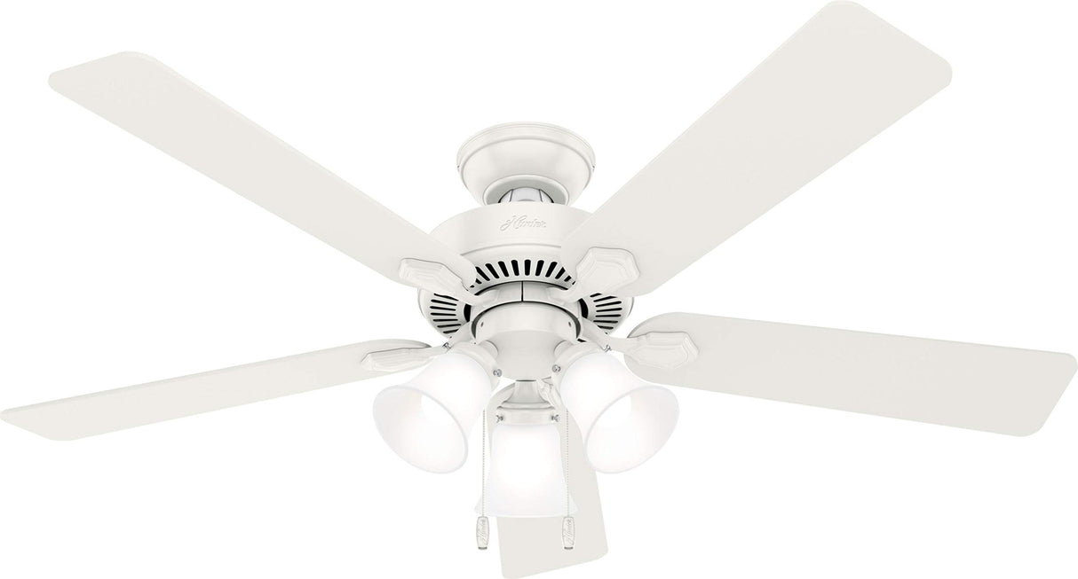 Hunter Fan Company, 50895, 52 inch Swanson Fresh White Ceiling Fan with LED Light Kit and Pull Chain Hunter