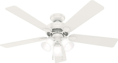 Hunter Fan Company, 50895, 52 inch Swanson Fresh White Ceiling Fan with LED Light Kit and Pull Chain