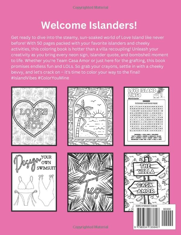 Unofficial Love Island Coloring Book: 50 Pages of Adult Coloring Fun with Islanders, Iconic Moments, and Cheeky Activities for Relaxation and Creativity WoodArtSupply