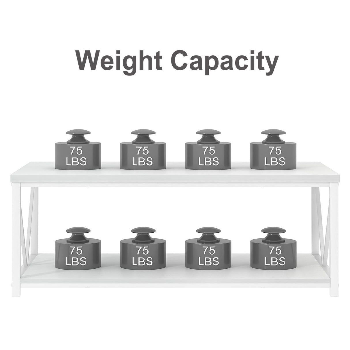 EXCEFUR White Coffee Table with Storage Shelf, Modern Rustic Wood and Metal Center Table for Living Room, 47 Inch EXCEFUR