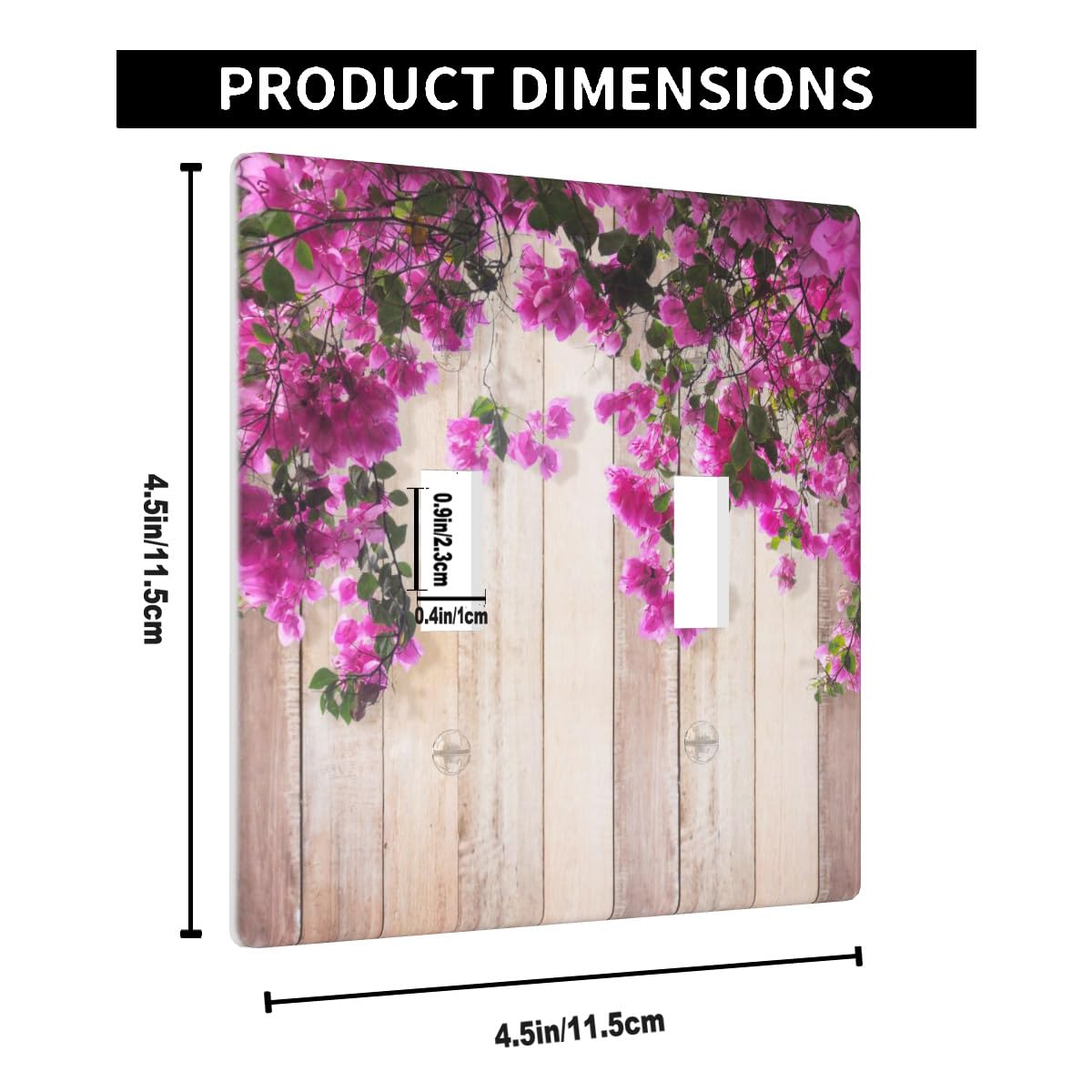 Pznen Rustic Farmhouse 2-Gang Wall Plate Double Toggle Switch Covers Farm Purple Lilac Floral Flowers on Country Wooden Light Switch Covers for Bedroom Bathroom Pznen