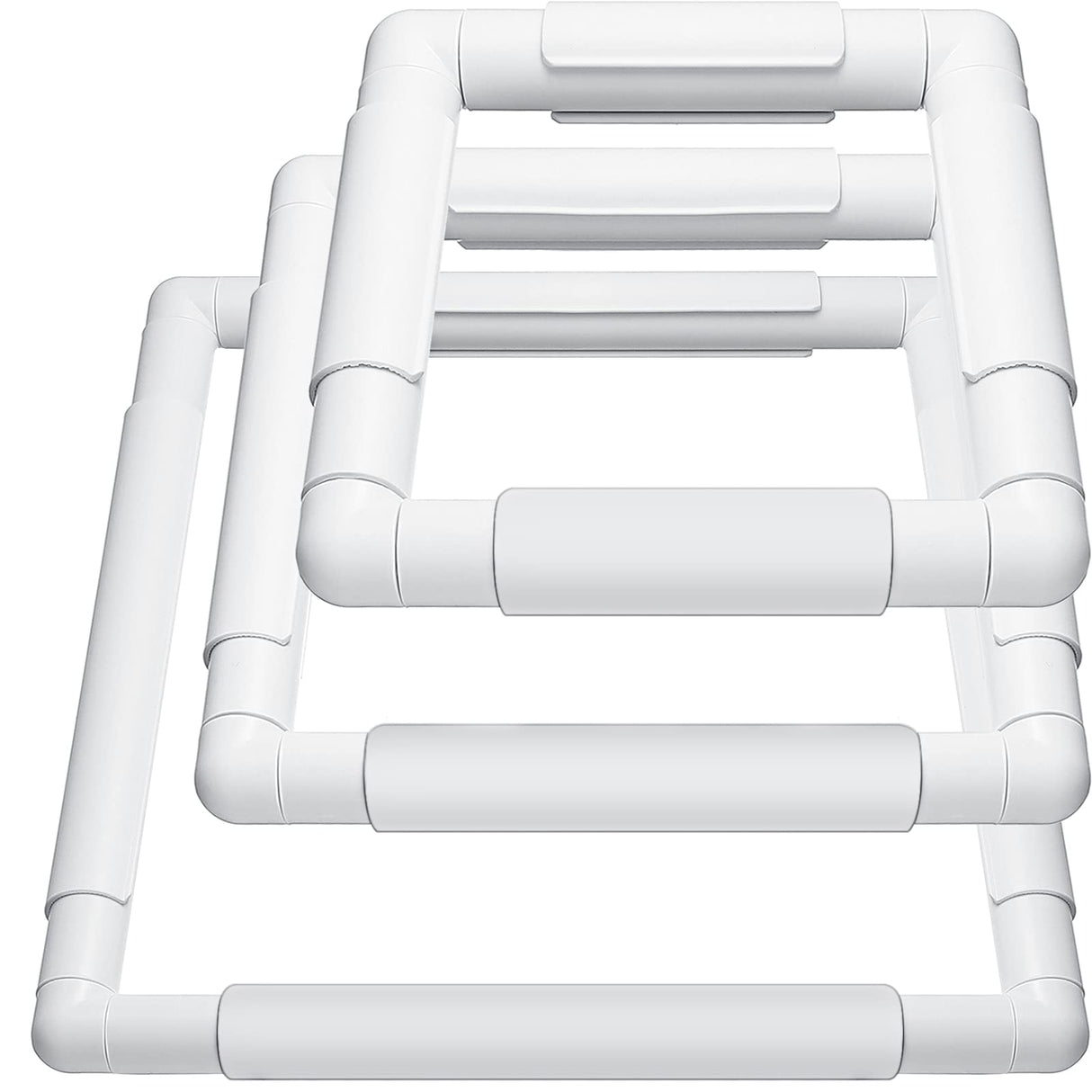 Janinka Embroidery Hoop 3 Pcs Cross Stitch Hoops and Frames White Rectangular Cross Stitch Embroidery Snap Frame DIY Sewing Tool for Quilting Silk-Painting 6 x 6, 8 x 8, 11 x 11 in(White) Janinka