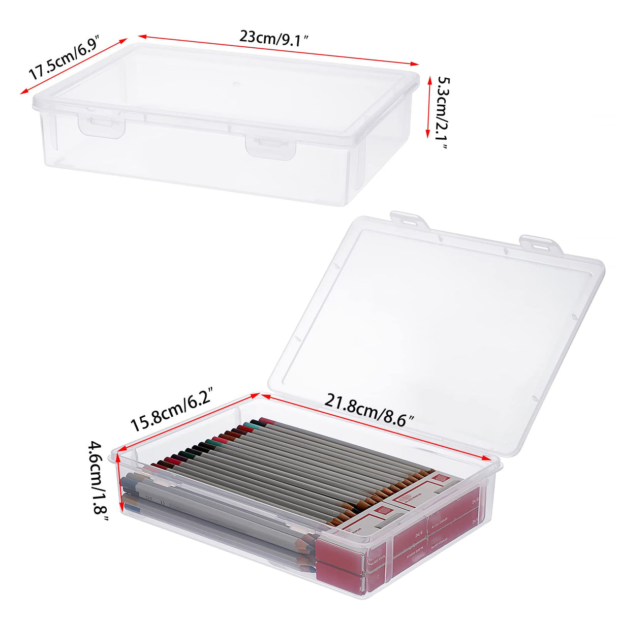 BTSKY Clear Plastic Storage Box with Flap Lid, Multipurpose Craft Organizers and Storage Box Art Supply Storage Organizer Plastic Sewing Box for Beads Pencils Notebooks, 6 Pack Small BTSKY