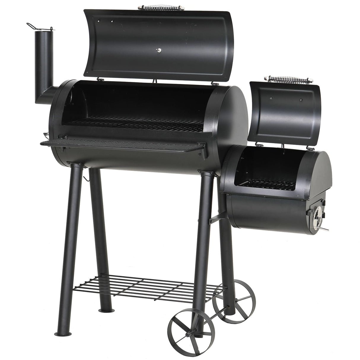 GREEN PARTY Offset Smoker Charcoal Grills with 28-Inch Cook Chamber, Barrel Smoker and Charcoal Grill Combo, 512 Sq. In. Space Barrel Charcoal Smoker Grill for Outdoor BBQ Patio Backyard Cooking GREEN PARTY