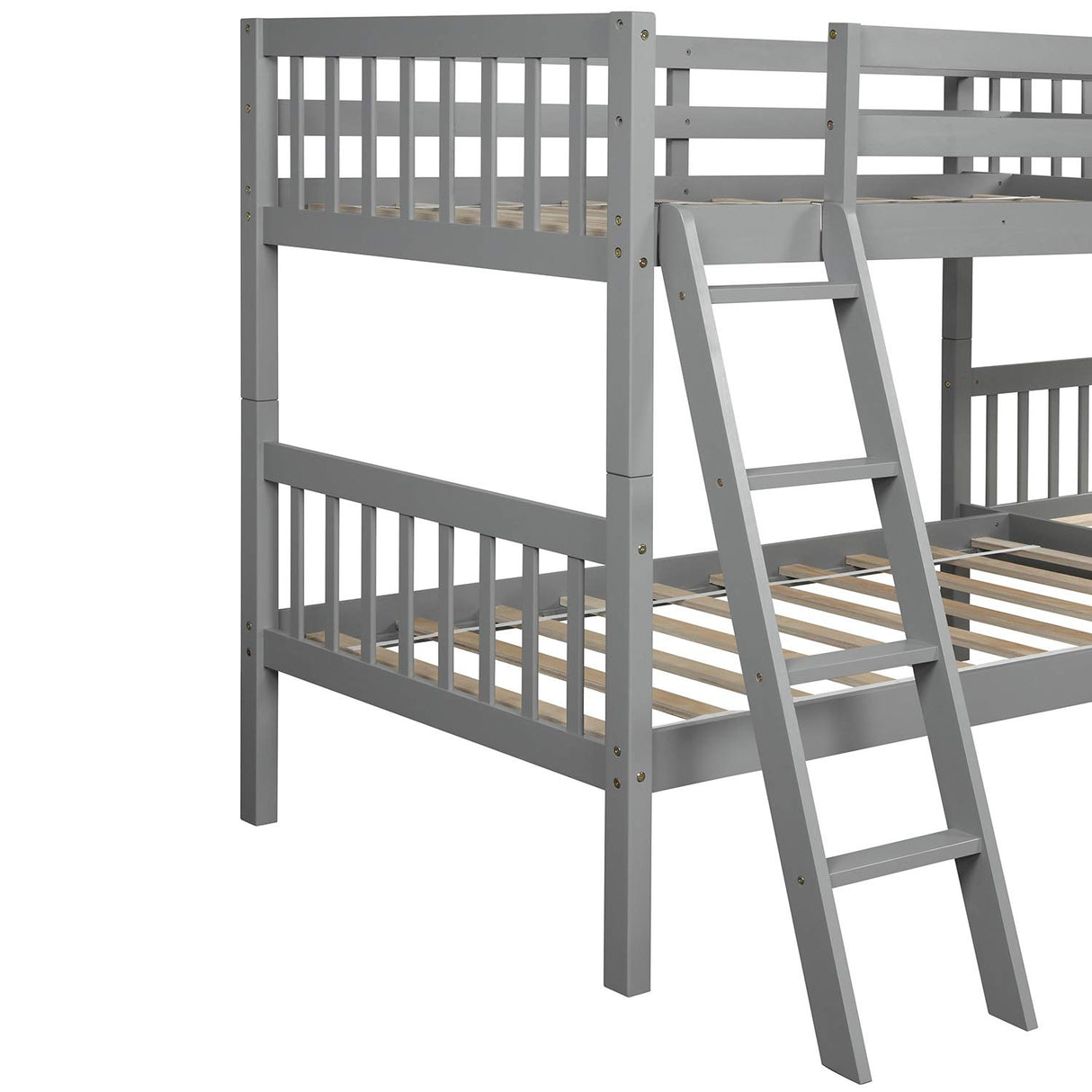 Harper & Bright Designs L Shaped Bunk Bed for 4, Quad Bunk Bed Twin Size, Wooden Bunk Bed Frame for Kids Teens Adults - Gray Harper & Bright Designs