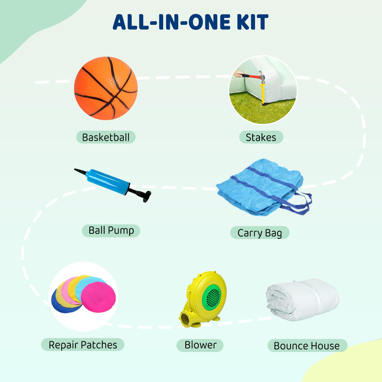 JOYMOR Grandient Style 3-in-1 Bounce House for Kids 3-6 w/Basketball Hoop, Slide, Kids 30s Blow Up Small Bounce House with Blower for Toddlers Indoor Outdoor Party JOYMOR