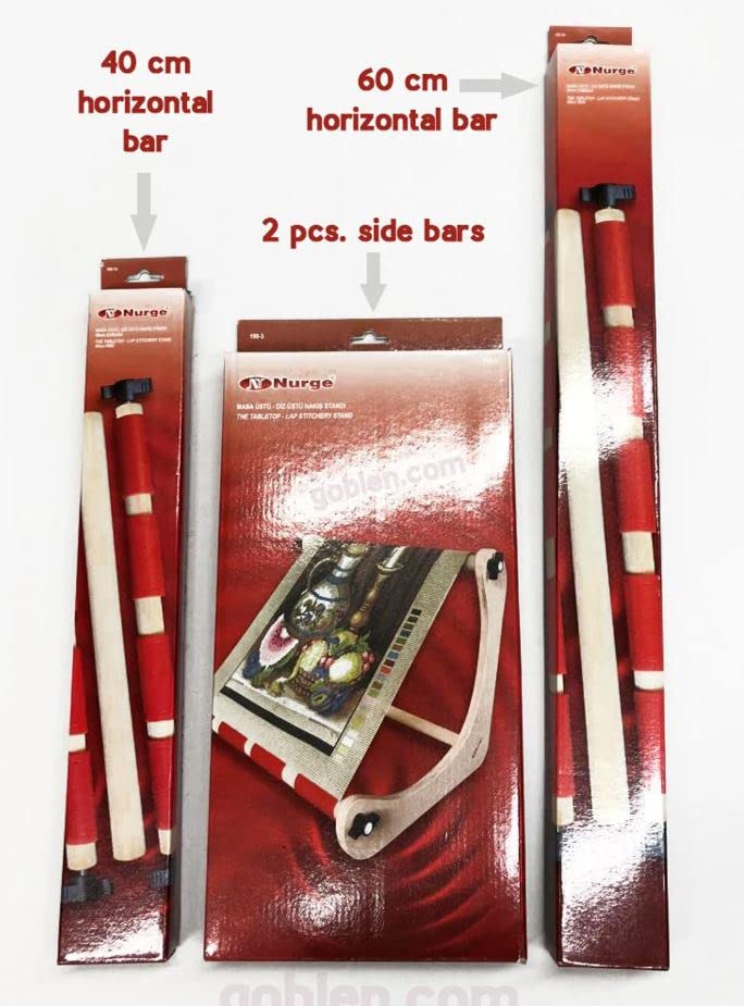 Nurge Adjustable Embroidery Table Stand, Cross Stitch Hoop Stand for Lap or Table Top Cross Stitch or Tapestry , Embroidery Hoop Holder. Hand Polished Natural Wood 190-3 ( 30cm ) Nurge