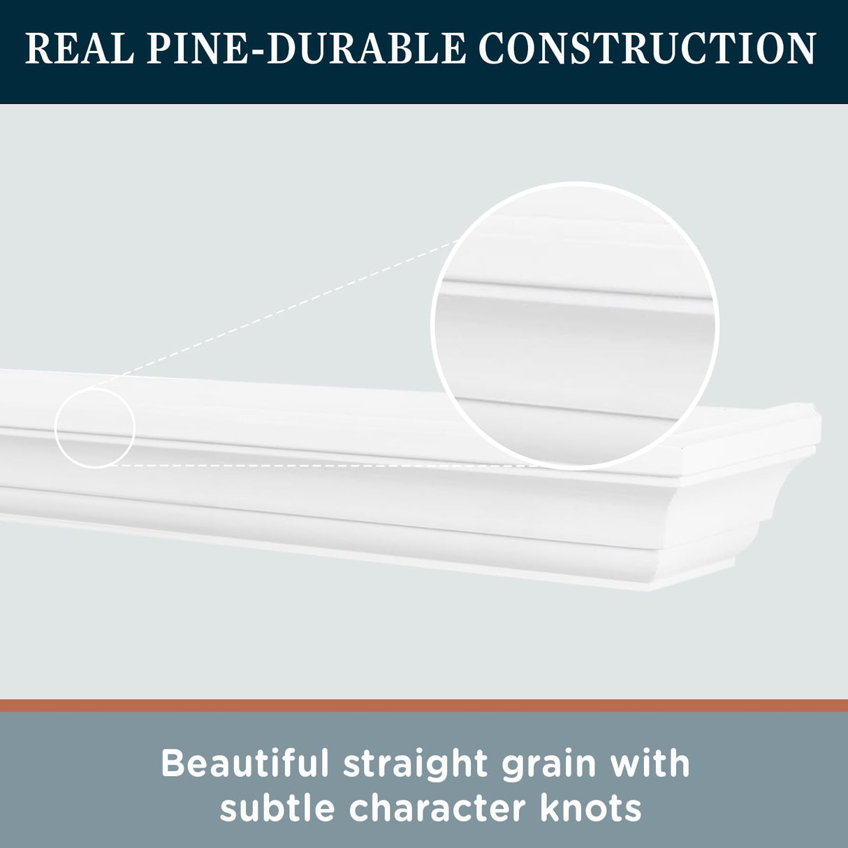 MANTELSDIRECT 60 Inch Floating Fireplace Mantel Wood Shelf in White - Colton from Mantels Direct | Wooden Rustic Wall Shelf Perfect for Décor and Electric Fireplaces MANTELSDIRECT