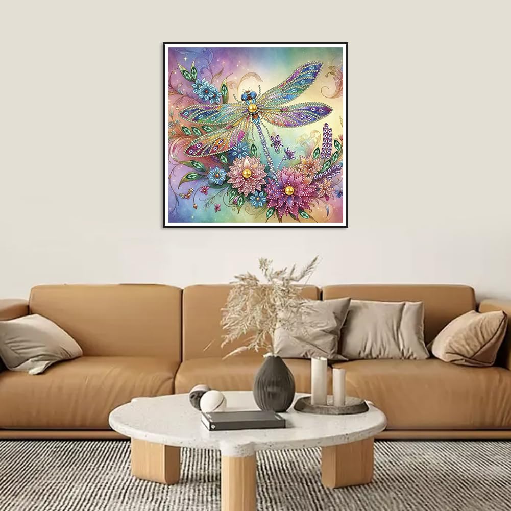 Acudotr Diamond Painting Kits for Adults Dragonfly, 5D Special Shape Diamond Art Kits for Beginners, Crystal Rhinestones Diamond Painting for Home Wall Decoration, 12×12 Inch Acudotr