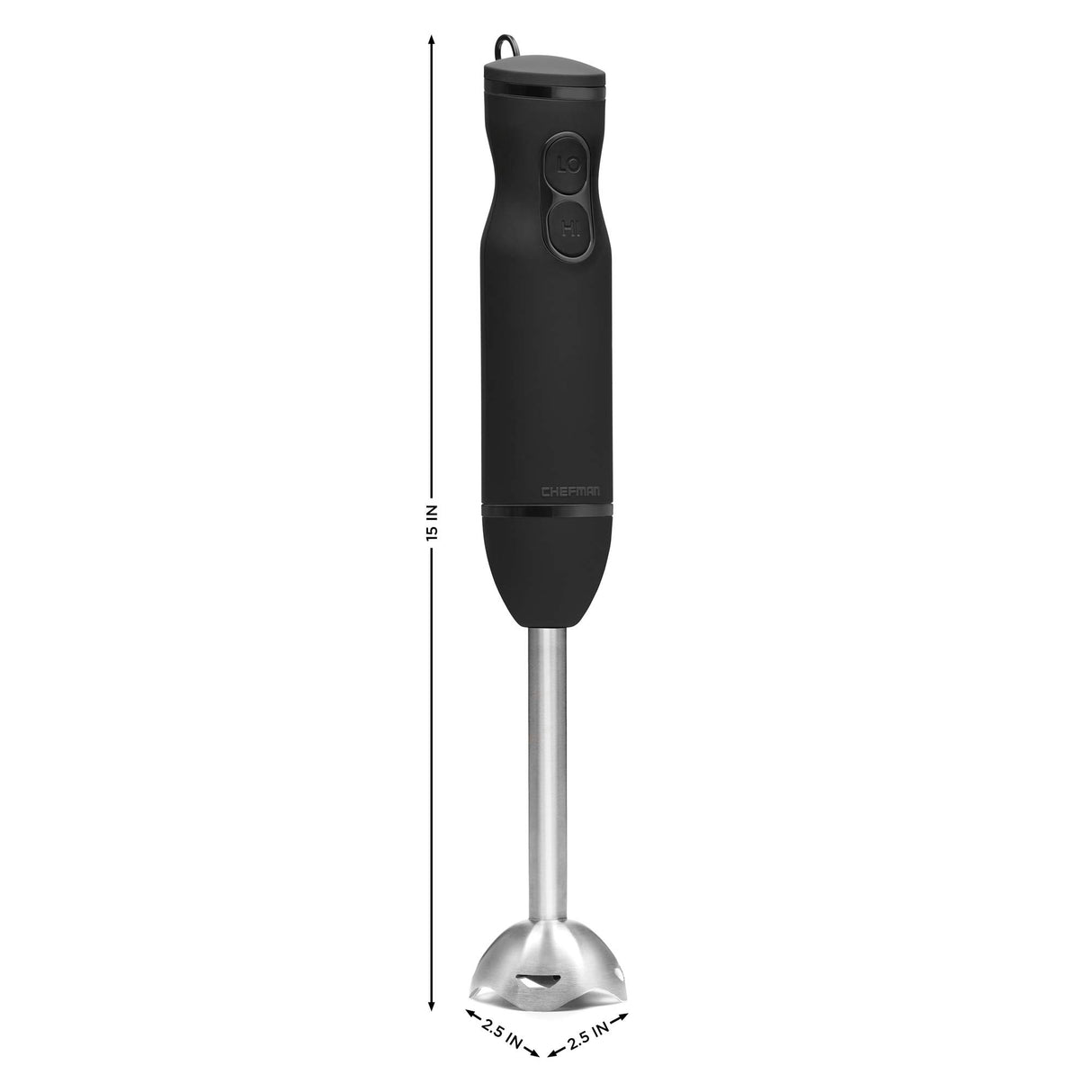 Chefman Immersion Stick Hand Blender Powerful Electric Ice Crushing 2-Speed Control Handheld Food Mixer, Purees, Smoothies, Shakes, Sauces and Soups, Black Chefman
