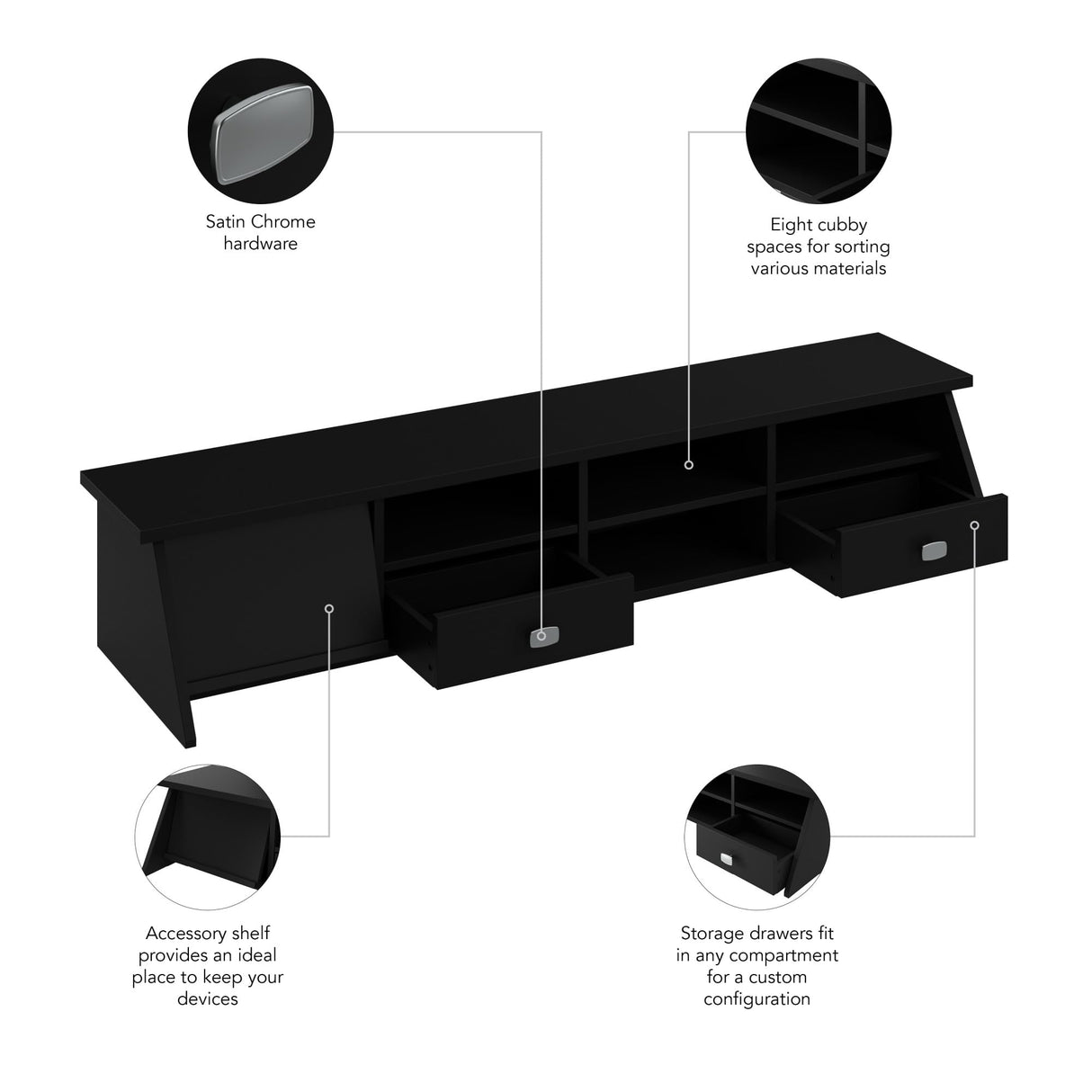 Bush Furniture Broadview Desktop Organizer in Classic Black | Storage for Home Office Workspace Bush Business Furniture