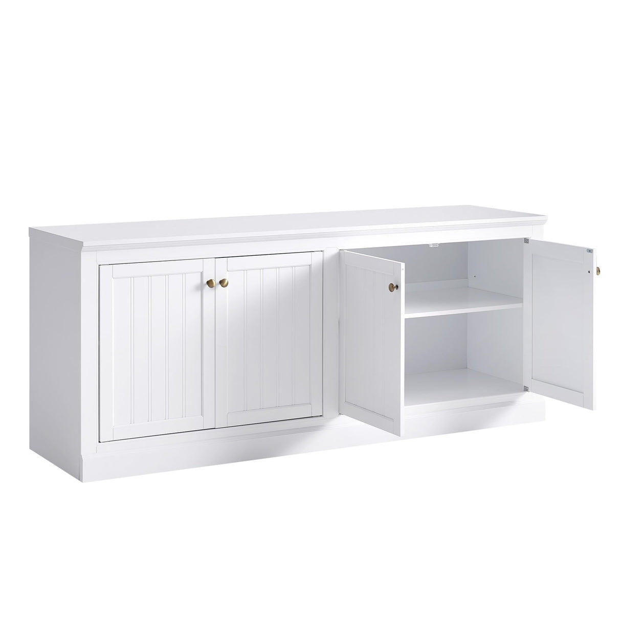 AMERLIFE 72" Farmhouse Sideboard Buffet Cabinet with Barn Doors, Storage Console Table with Adjustable Shelves, Coffee Bar/TV Stand for Living Room, Kitchen, Entryway, White AMERLIFE