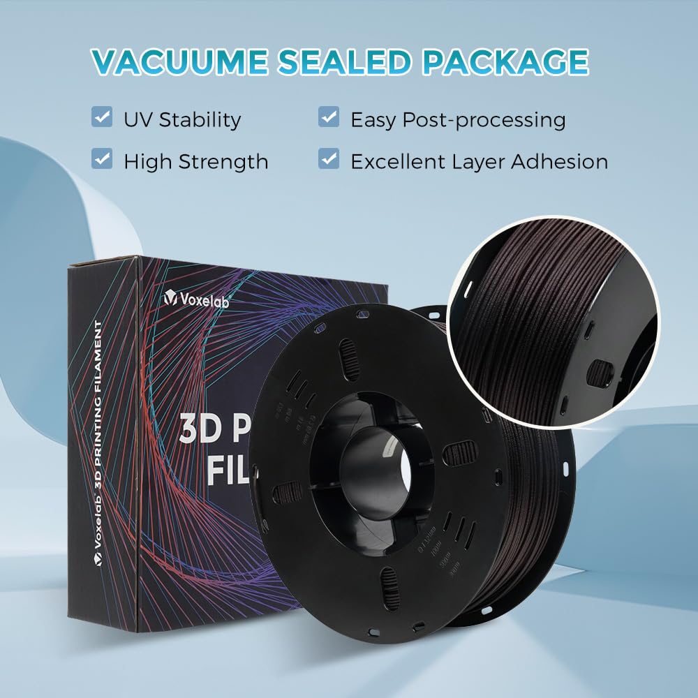Voxelab 3D Printer Filament, 1.75mm PETG CF Filament, Dimensional Accuracy +/- 0.02 mm, 3D Printing Material 1kg/ Spool, Fit Most FDM 3D Printers (Black) (PETG CF, Marsala) Voxelab