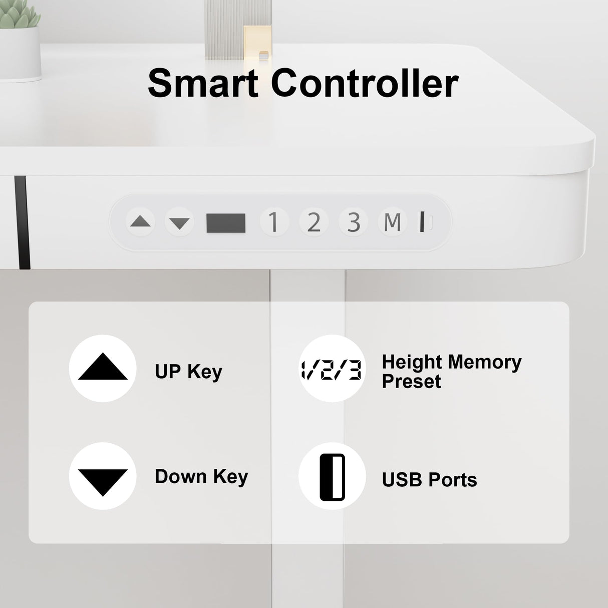 Furmax Electric Standing Desk with Drawer 55 x 24 Inch Adjustable Height Stand up Desk Home Office Computer Desk with USB Ports, White Furmax