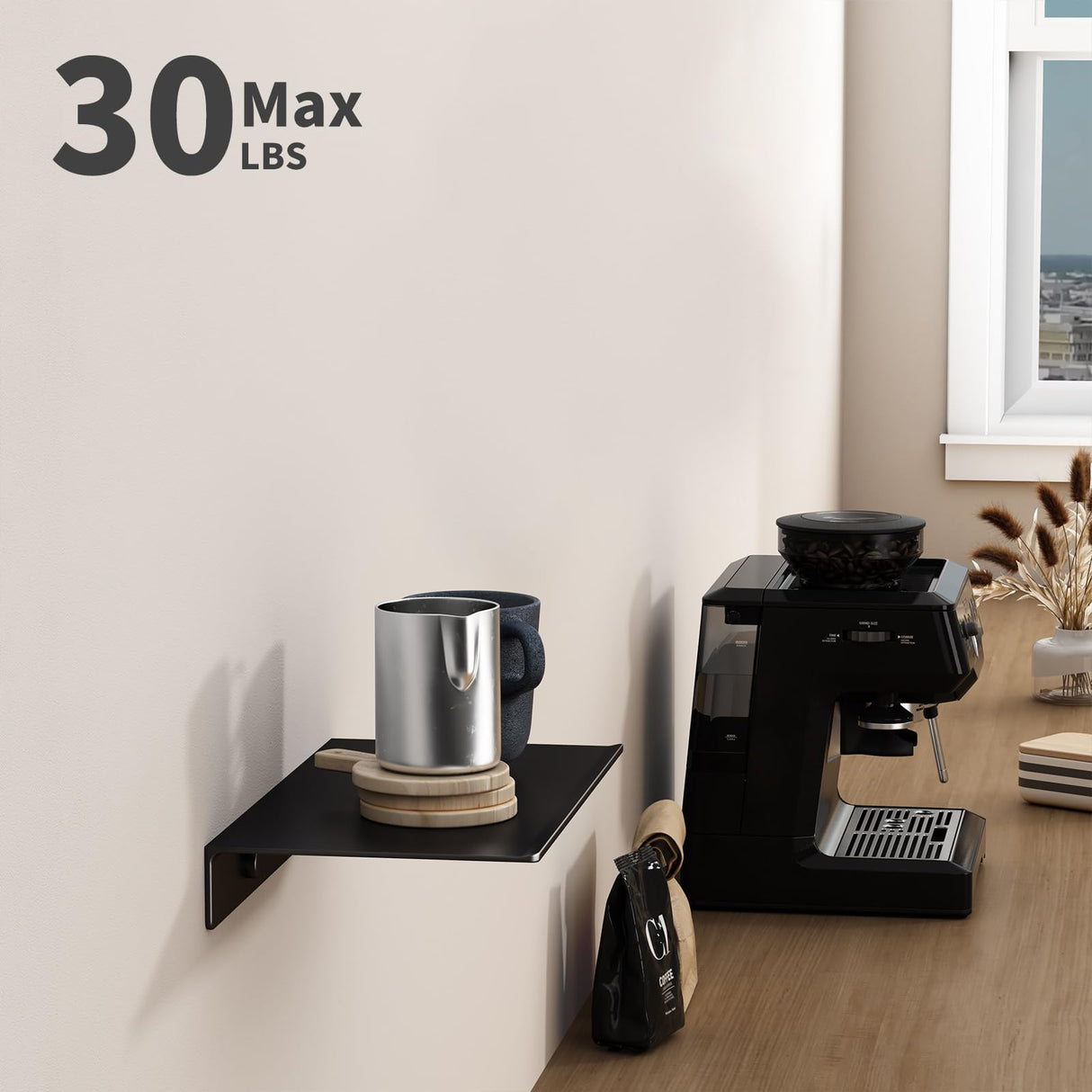 Danpoo Small Floating Shelf for Wall Storage, Mini Display Shelf for Collectibles, Metal Wall Shelf for Bathroom/Living Room/Kitchen/Bedroom(Black, 8") Danpoo