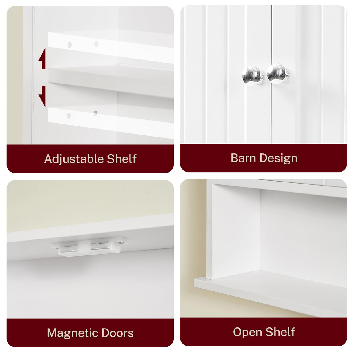 TEENFON Bathroom Wall Cabinet with Adjustable Shelves and Towel Rack, Wall Mounted Over The Toilet Storage Cabinet for Bathroom, Living Room, White 7.09" D x 15.35" W x 22.04" H TEENFON