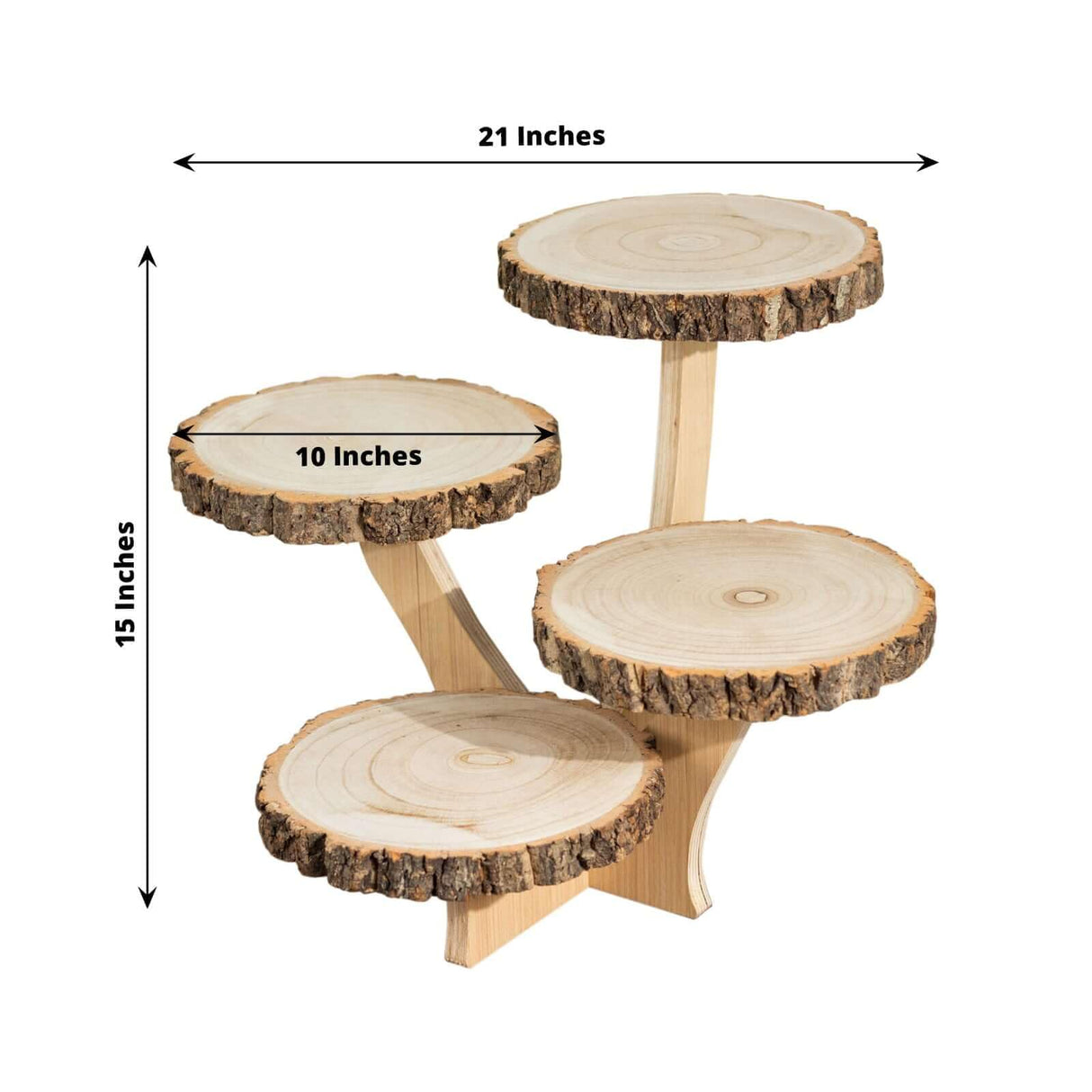 Efavormart 15" Tall 4-Tier Natural Farmhouse Style Wood Slice Cupcake Stand Holder, Rustic Dessert Display Cake Stand Efavormart.com