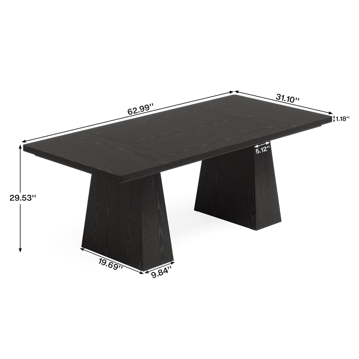 Tribesigns 63-Inch Executive Desk, Large Office Computer Desk with Double Pedestal, Modern Simple Workstations Writing Table Conference Table Business Furniture for Home Office, Black Tribesigns