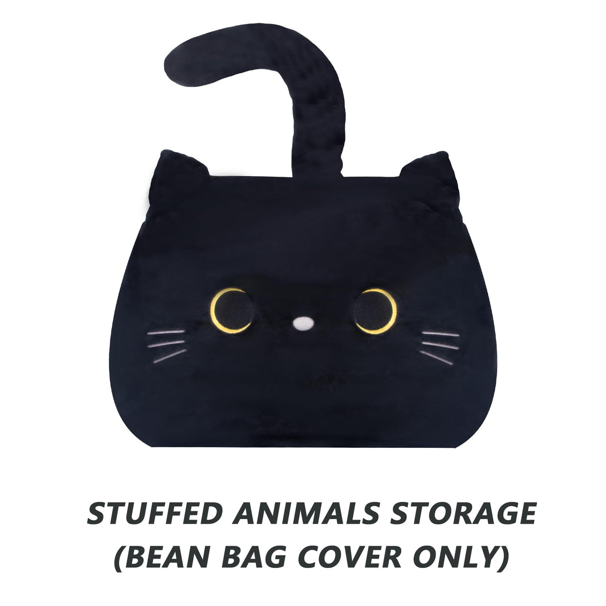 Stuffed Animal Storage Bean Bag Chair Cover for Kids Black Cat Beanbag Chair for Girls Large Size Toy Organizer Cover Only Without Filling cuebear