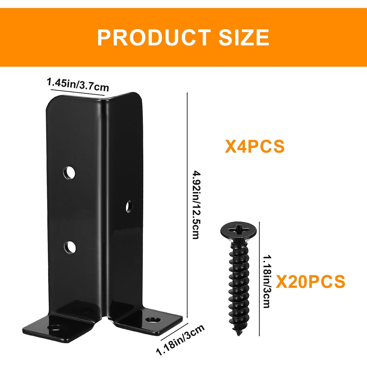 Deck Post Anchor, 4 Pcs Adjustable Post Base Brackets, Heavy Duty Wood Fence Pergola Post Brackets, Reversible Half Column Post Anchor Base Brackets Fit 1.5x1.5,2x2,2x4,4x4 Post, Deck Mailbox(Model B) Xingwenhao