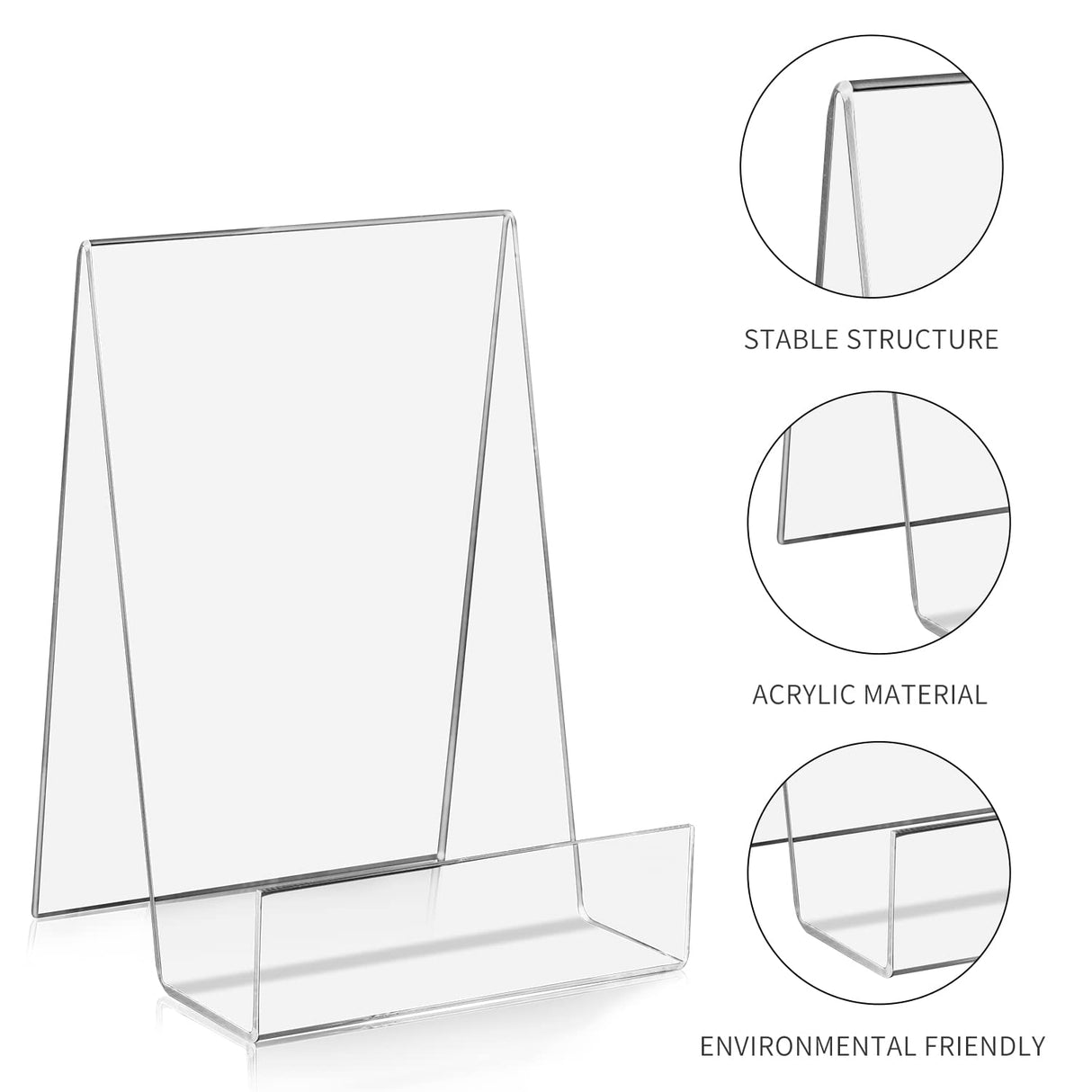 ZOEY Acrylic Book Easel Stand with Ledge Clear Easels Plate - 5 Pack for Books Display, Music Sheets, Artworks, CD, Tablet Holder (Small) ZOEY