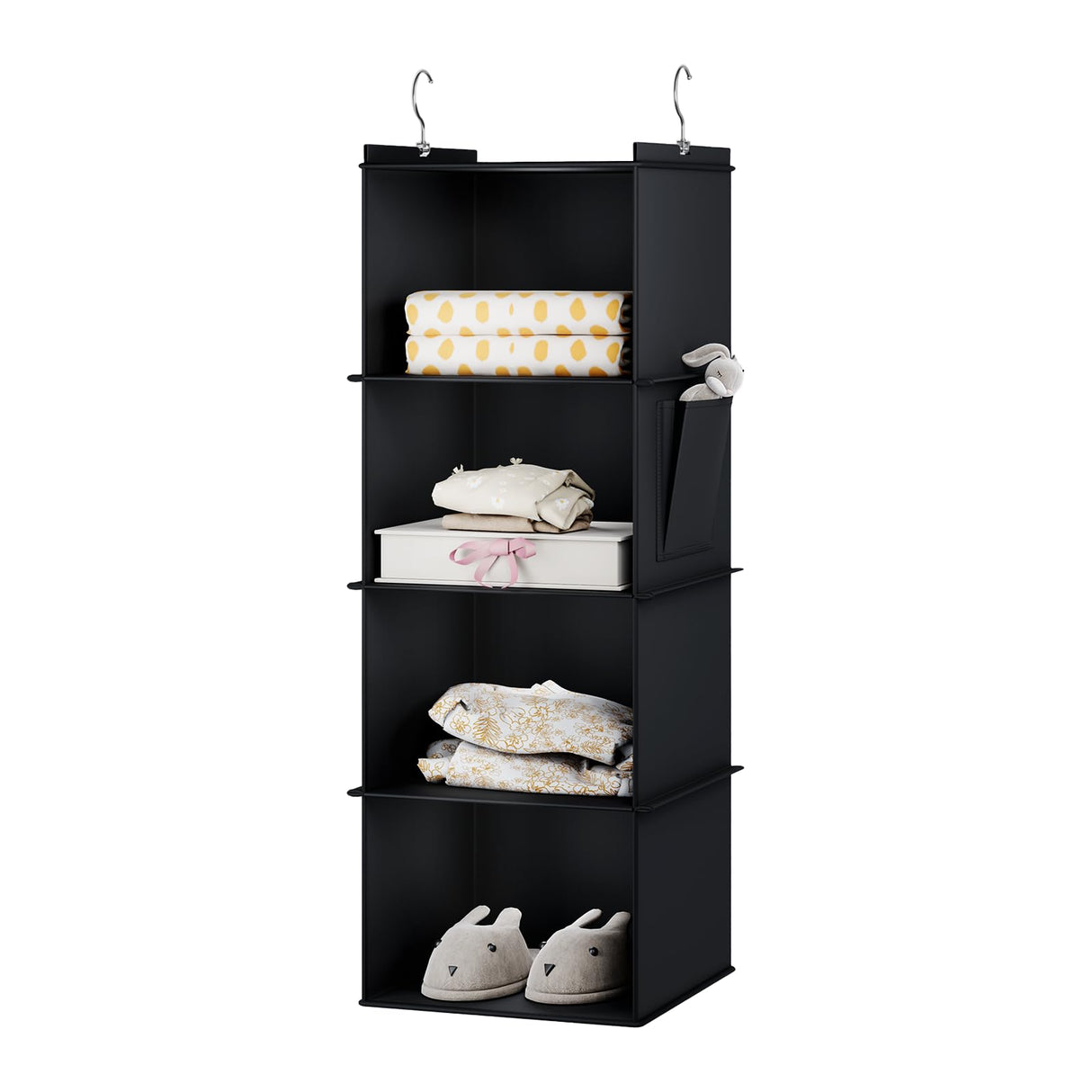 YOUDENOVA Hanging Closet Organizer, 4-Shelf Closet Hanging Storage Shelves, Black YOUDENOVA