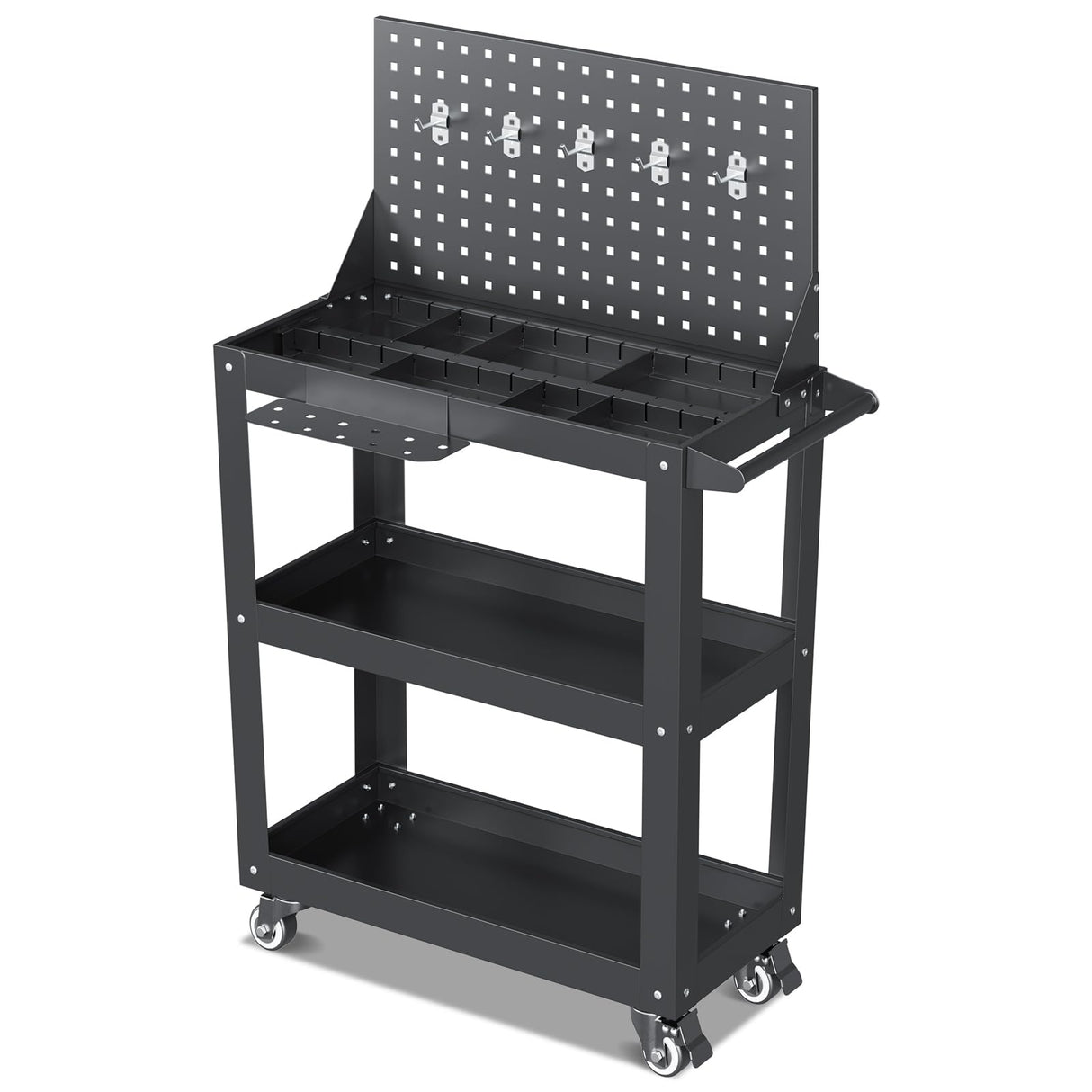 Yizosh 3 Tier Rolling Tool Cart on Wheels, 440 LBS Capacity Heavy Duty Metal Utility Cart Wagon, Industrial Commercial Service Tool Cart Storage Organizer for Mechanics, Garage, Warehouse Yizosh