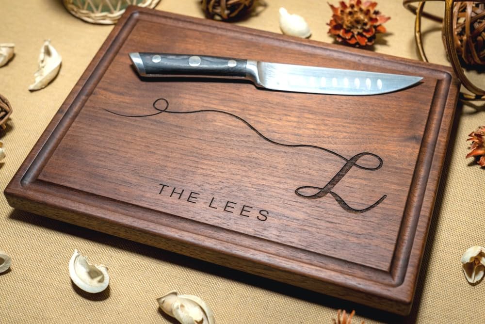 Walnut Artisan Personalized Cutting Boards, Custom Wedding, Anniversary or Housewarming Gift Idea, Wood Engraved Charcuterie Board for Couples, Walnut Artisan Gallery