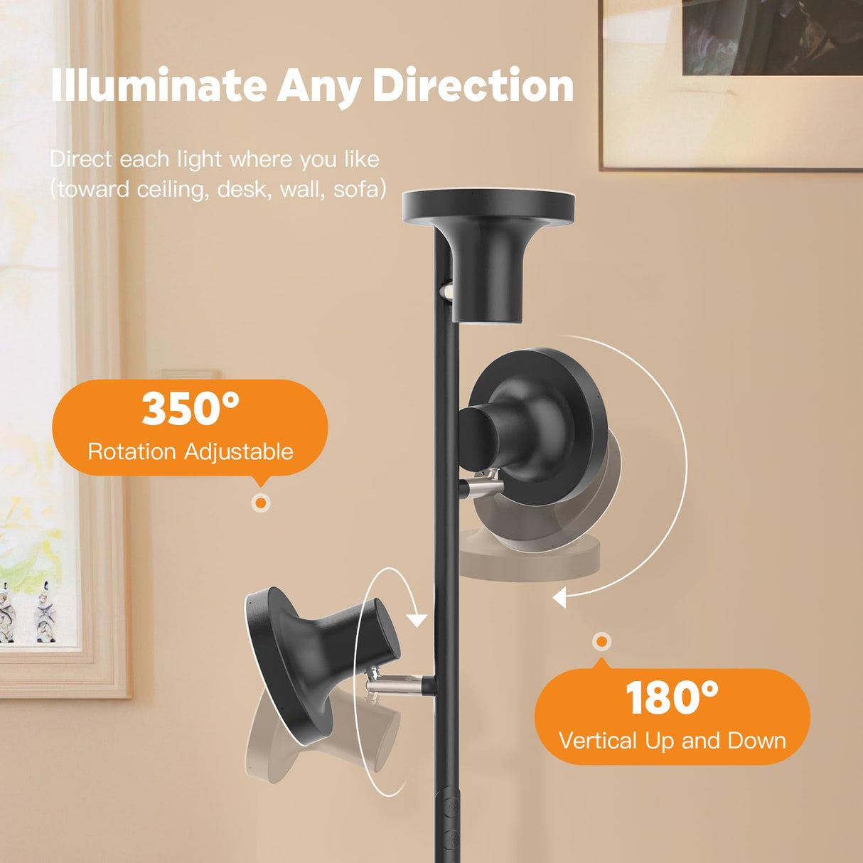 SIBRILLE 36W LED Tree Floor Lamp, Modern Dimmable Standing Lamp with Remote & Touch Control, 4 Color Temperatures, 3 Rotatable LED Light Floor Lamps for Living Room, Bedroom, Office SIBRILLE