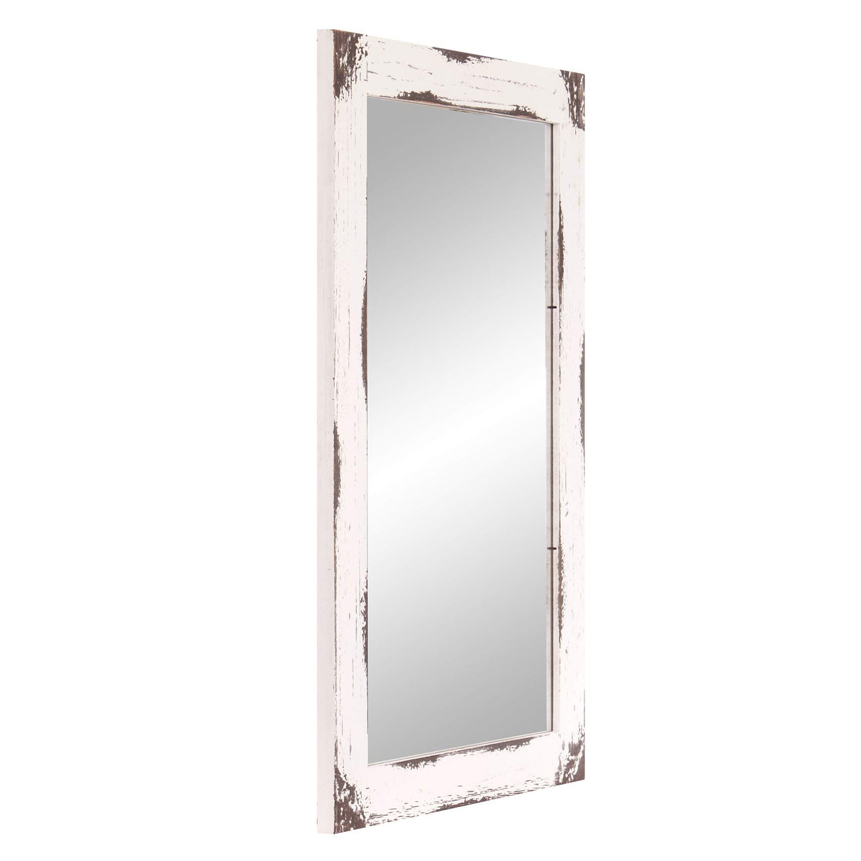 Patton Wall Decor 24x36 Distressed White Reclaimed Wood Wall Mirror Patton Wall Décor