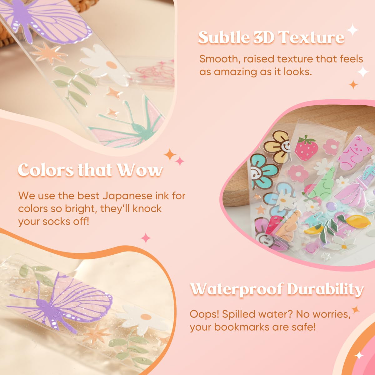 48PCS Bookmark Making Kit, 24 Acrylic Bookmark Blanks with 24Pcs Tassels, 24UV Stickers about Booklover Theme, DIY Blank Bookmarks Waterproof UV DTF Transfers Stickers for Clear Bookmarks DIY Projects Kaciola