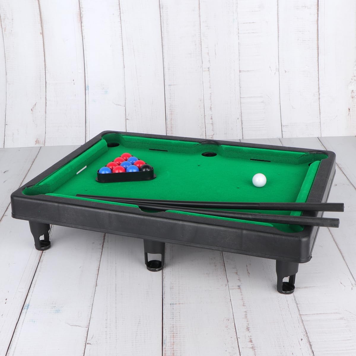 Mini Pool Table Tabletop Desktop Billiards Snooker Game with 2 Sticks, 11 Balls Home Office Desk Stress Relief Games Power Ling CC