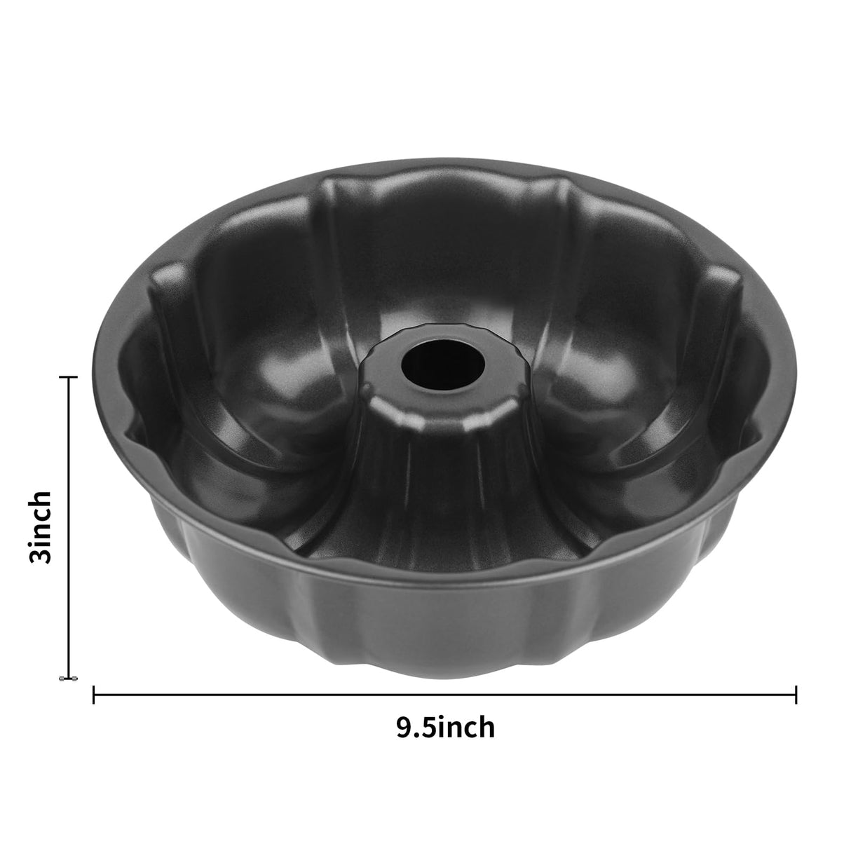 Novery 9.5" Non-stick Cake Pan, Heavy Duty Carbon Steel Fluted Tube Round Baking Pan,Buntz Pound Cake Pan Mold,Tube Bakeware,Baking Mold for Jello,Gelatin,Chocoflan,Flan Novery