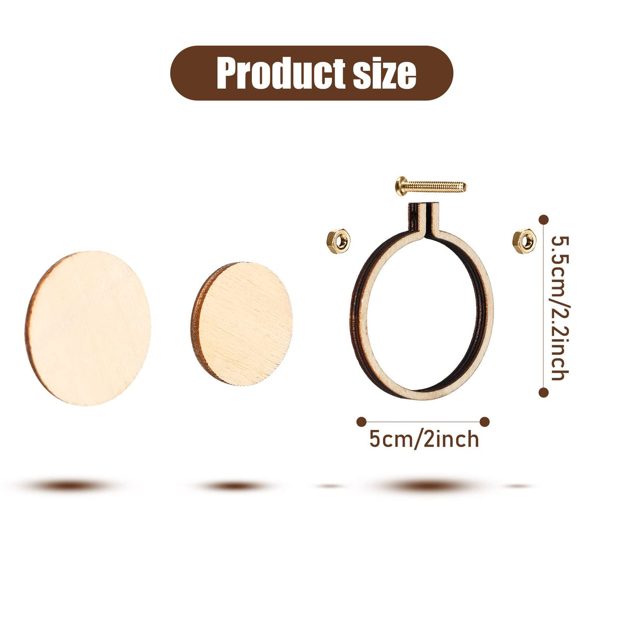 Jetec 20 Pieces 2 Inch Mini Embroidery Hoops Wooden Small Tiny Embroidery Hoops Adjustable Circle Cross Stitch Ring Bulk for Home Ornaments Art Craft Handy Sewing Jetec