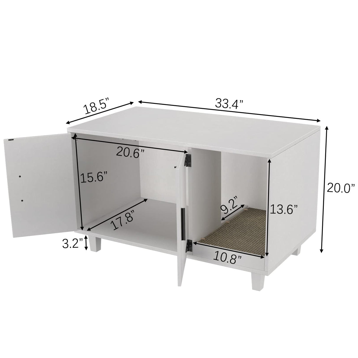 GDLF Modern Wood Pet Crate Cat Washroom Hidden Litter Box Enclosure Furniture House as Table Nightstand with Scratch Pad,Stackable (White) GDLF