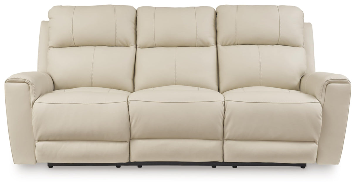Signature Design by Ashley Dahlmoore Modern Leather Match Power Reclining Sofa with USB Ports, Beige Signature Design by Ashley