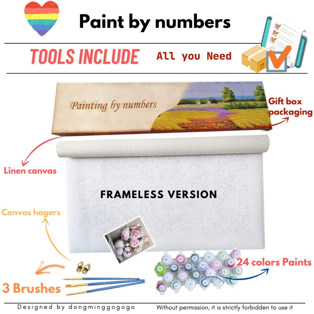 SYSMYXGS DIY Painting by Numbers Kits for Adults Beginners Paint by Numbers Set with Brushes Acrylic Pigment Oil Painting Canvas Wall ArtsArts Craft for Home Wall Decor — Winter Scene on a Canal SYSMYXGS