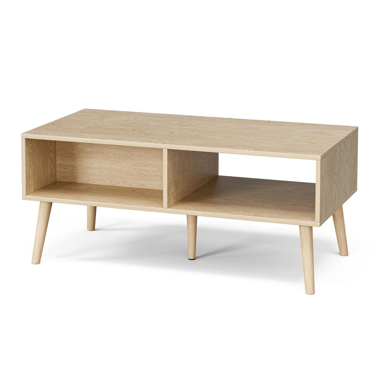 ZttRiee Wood Coffee Table with Storage, Boho Dining Table with Rattan Drawer and Solid Wood Legs, Small Coffee Tables for Living Room, Oak ZttRiee