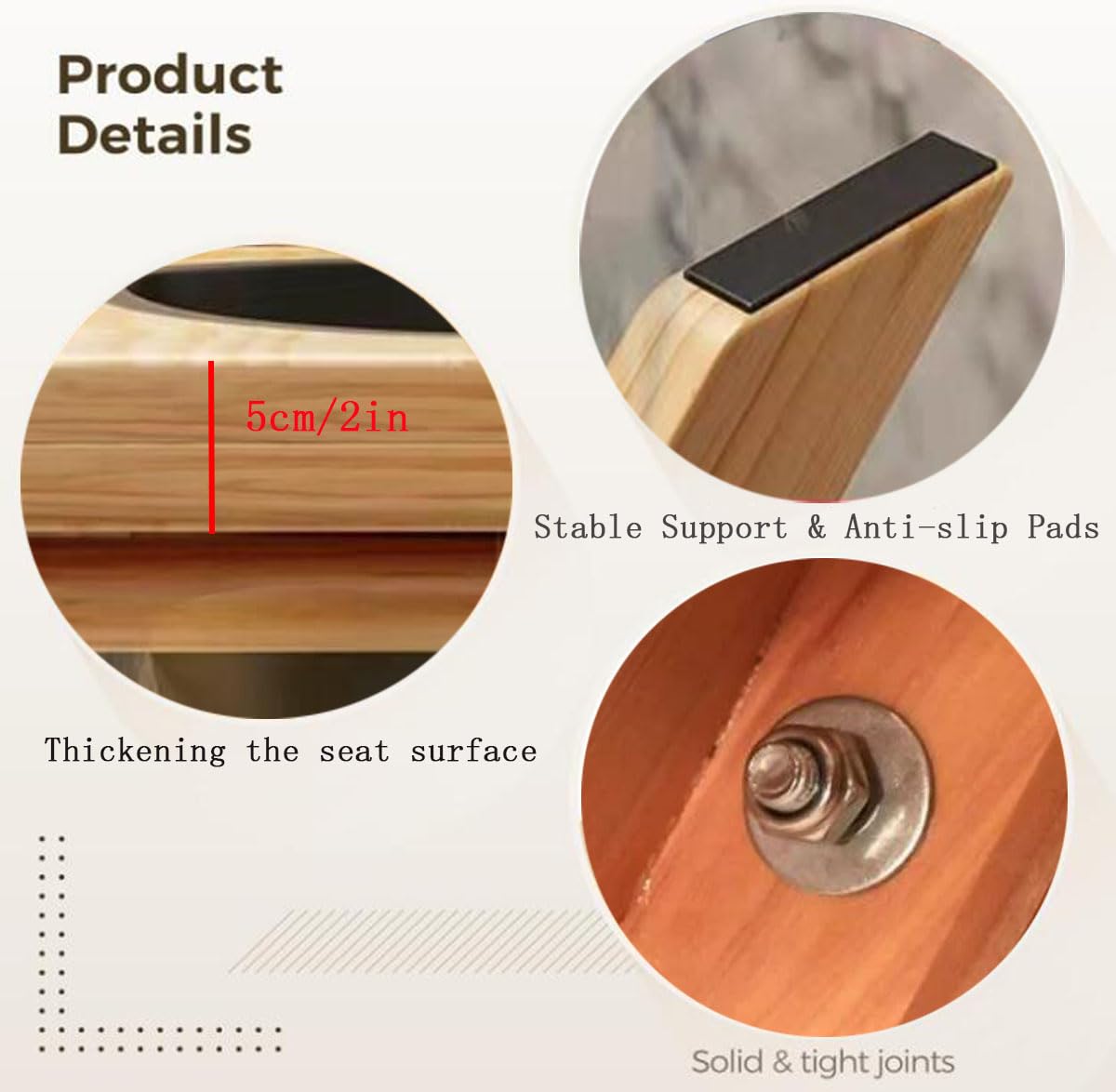 MOGUOBIN Wooden Steam Seat with Four Legs,Foldable Yoni Steamer Chair,Yoni Seat Kit,Anti-Skid Shower Stool,V Steam Seat Kit for Women V Cleaning and Tightening,Postpartum Care 15.7" H(No Steamer) MOGUOBIN