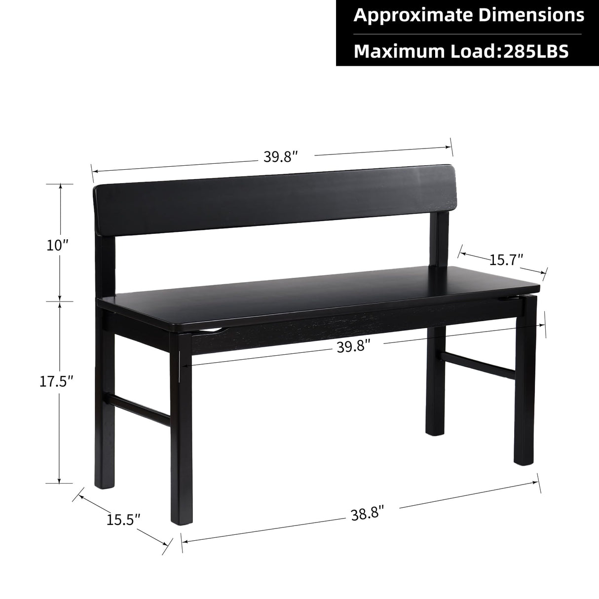 DUHOME Entryway Bench, Black Dining Bench with Spindle Back Farmhouse Wood Windsor Bench for Foyer Balcony Living Room, Black DUHOME
