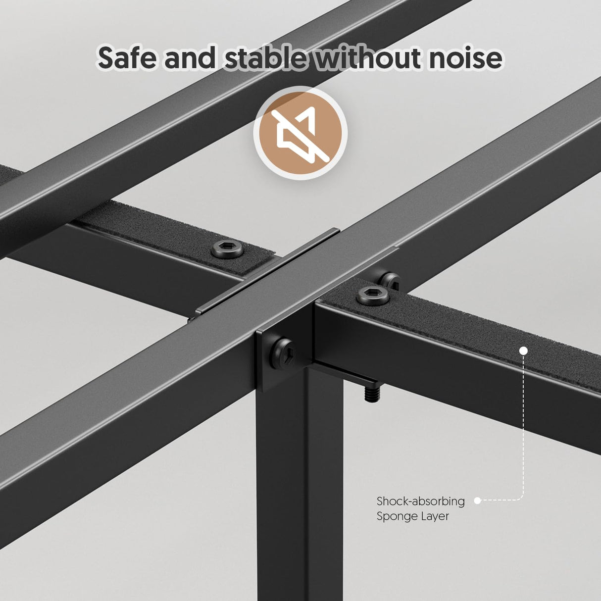 BONSOIR King Size Steel Platform Bed Frame with Wood Headboard – Easy Assembly, No Box Spring Required, Squeak-Free Design BONSOIR