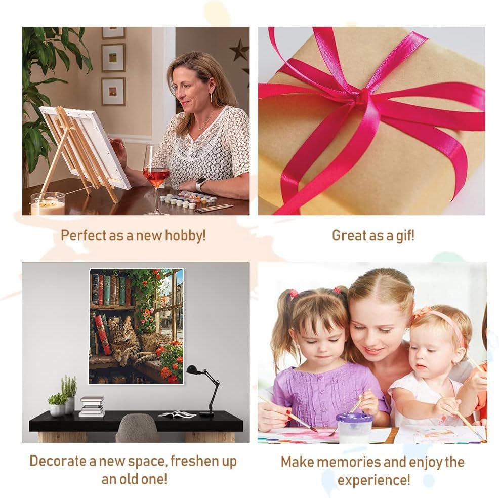 Paint by Numbers Kit for Adults Beginner, Sleeping Cat Adult's Paint by Number Kits On Canvas, DIY Oil Painting Kits for Home Wall Decor 16x20 Inch Clendo