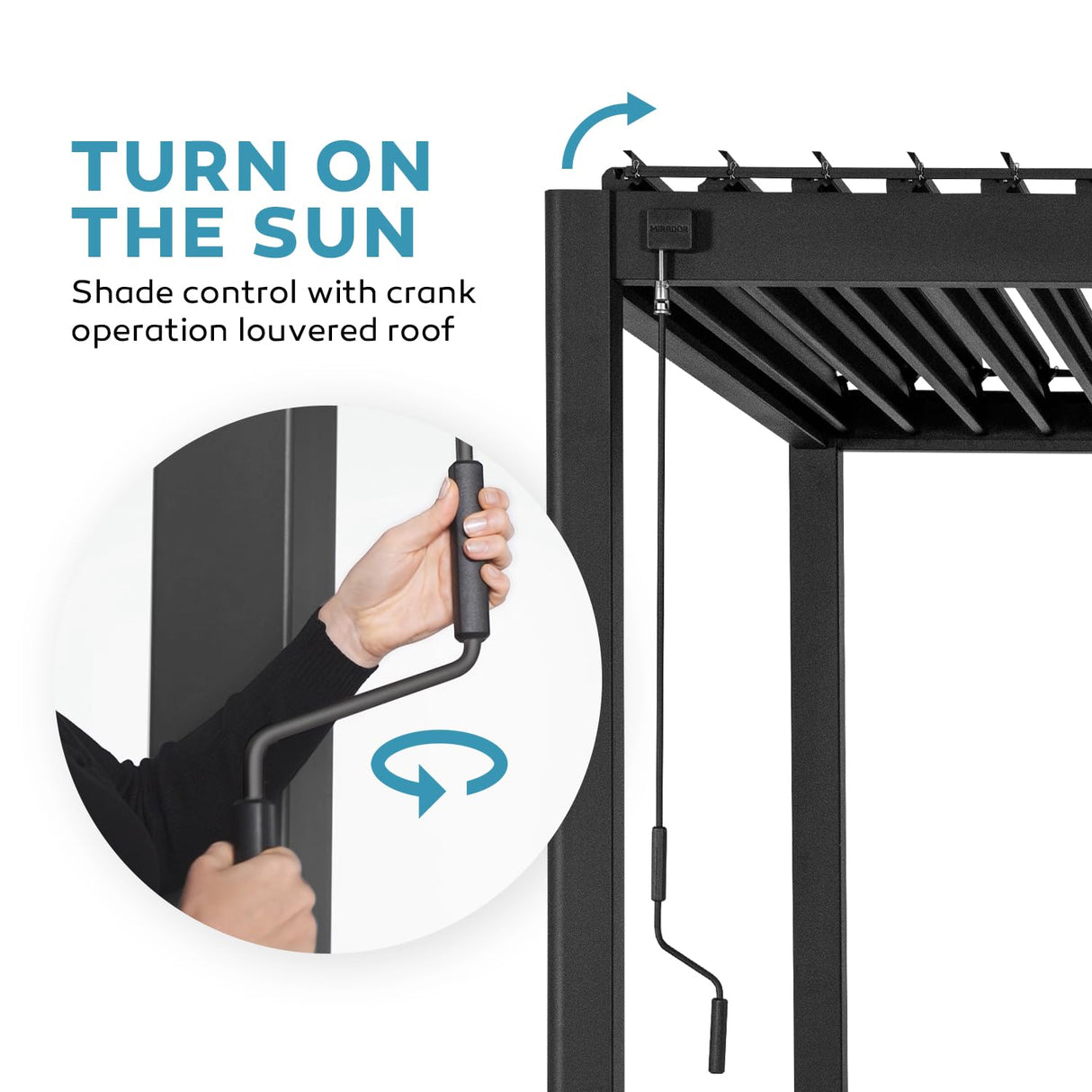Mirador 111S Round Louvered Pergola Gazebo, 10Ft x 13Ft, Full Aluminum Frame, Adjustable Roof, Outdoor, Durable, Charcoal MIRADOR